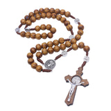 Maxbell Rosary Cross Necklace Wooden Rosaries Jewelry Rosary Decor Jewelry Gift