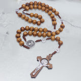 Maxbell Rosary Cross Necklace Wooden Rosaries Jewelry Rosary Decor Jewelry Gift