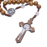 Maxbell Rosary Cross Necklace Wooden Rosaries Jewelry Rosary Decor Jewelry Gift