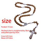 Maxbell Rosary Cross Necklace Wooden Rosaries Jewelry Rosary Decor Jewelry Gift