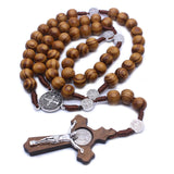 Maxbell Rosary Cross Necklace Wooden Rosaries Jewelry Rosary Decor Jewelry Gift