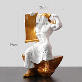 Maxbell God of Wealth Statue Sculpture Ornament Figurine Craft for Shelf Decoration S White