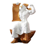 Maxbell God of Wealth Statue Sculpture Ornament Figurine Craft for Shelf Decoration S White