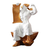 Maxbell God of Wealth Statue Sculpture Ornament Figurine Craft for Shelf Decoration S White