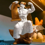 Maxbell God of Wealth Statue Sculpture Ornament Figurine Craft for Shelf Decoration S White