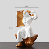 Maxbell God of Wealth Statue Sculpture Ornament Figurine Craft for Shelf Decoration White L