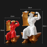 Maxbell God of Wealth Statue Sculpture Ornament Figurine Craft for Shelf Decoration White L