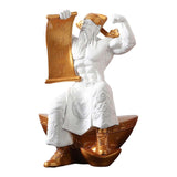 Maxbell God of Wealth Statue Sculpture Ornament Figurine Craft for Shelf Decoration White L