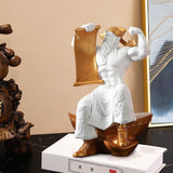 Maxbell God of Wealth Statue Sculpture Ornament Figurine Craft for Shelf Decoration White L