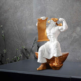 Maxbell God of Wealth Statue Sculpture Ornament Figurine Craft for Shelf Decoration White L