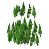 Maxbell 50x Train Scenery Mixed Miniature Trees for Layout Accessories DIY Material Cypress Tree