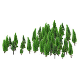 Maxbell 50x Train Scenery Mixed Miniature Trees for Layout Accessories DIY Material Cypress Tree