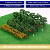 Maxbell 50x Train Scenery Mixed Miniature Trees for Layout Accessories DIY Material Banyan Tree
