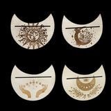 Maxbell Wooden Card Stand Card Display Holder Card Altar Stand for Table Decoration Moon Shaped A