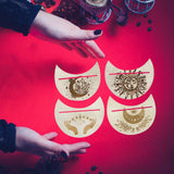 Maxbell Wooden Card Stand Card Display Holder Card Altar Stand for Table Decoration Moon Shaped A
