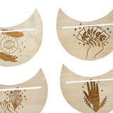 Maxbell Wooden Card Stand Card Display Holder Card Altar Stand for Table Decoration Moon Shaped B