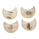 Maxbell Wooden Card Stand Card Display Holder Card Altar Stand for Table Decoration Moon Shaped B