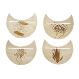 Maxbell Wooden Card Stand Card Display Holder Card Altar Stand for Table Decoration Moon Shaped B