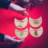 Maxbell Wooden Card Stand Card Display Holder Card Altar Stand for Table Decoration Moon Shaped B