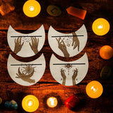 Maxbell Wooden Card Stand Card Display Holder Card Altar Stand for Table Decoration Moon Shaped C