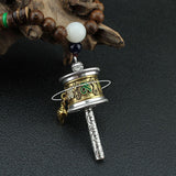 Maxbell Long Pendant Necklace Amulet Prayer Wheel Charms Chain for Valentines Gift