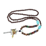Maxbell Long Pendant Necklace Amulet Prayer Wheel Charms Chain for Valentines Gift