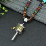 Maxbell Long Pendant Necklace Amulet Prayer Wheel Charms Chain for Valentines Gift