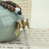 Maxbell Long Pendant Necklace Amulet Prayer Wheel Charms Chain for Valentines Gift