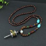 Maxbell Long Pendant Necklace Amulet Prayer Wheel Charms Chain for Valentines Gift