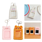 Maxbell Plush Keychain Holder Photo Sleeves Plush Protective Case for Bus Card pink