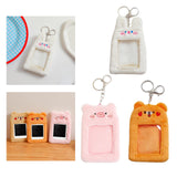 Maxbell Plush Keychain Holder Photo Sleeves Plush Protective Case for Bus Card pink