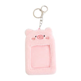 Maxbell Plush Keychain Holder Photo Sleeves Plush Protective Case for Bus Card pink