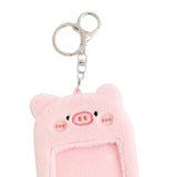 Maxbell Plush Keychain Holder Photo Sleeves Plush Protective Case for Bus Card pink