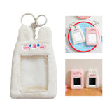 Maxbell Plush Keychain Holder Photo Sleeves Plush Protective Case for Bus Card white