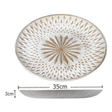 Maxbell Arabic Style Round Wood Dish Plate Dessert Fruits Serving Tray Decorative Diameter 35