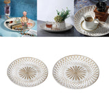 Maxbell Arabic Style Round Wood Dish Plate Dessert Fruits Serving Tray Decorative Diameter 35