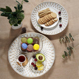 Maxbell Arabic Style Round Wood Dish Plate Dessert Fruits Serving Tray Decorative Diameter 35