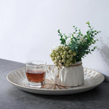 Maxbell Arabic Style Round Wood Dish Plate Dessert Fruits Serving Tray Decorative Diameter 35