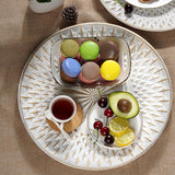 Maxbell Arabic Style Round Wood Dish Plate Dessert Fruits Serving Tray Decorative Diameter 35