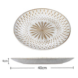 Maxbell Arabic Style Round Wood Dish Plate Dessert Fruits Serving Tray Decorative Diameter 40