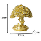 Maxbell Chinese Resin Fortune Money Tree Statue Feng Shui Decor New Year Gift Bonsai Size S