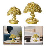 Maxbell Chinese Resin Fortune Money Tree Statue Feng Shui Decor New Year Gift Bonsai Size S