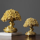 Maxbell Chinese Resin Fortune Money Tree Statue Feng Shui Decor New Year Gift Bonsai Size S