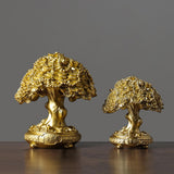 Maxbell Chinese Resin Fortune Money Tree Statue Feng Shui Decor New Year Gift Bonsai Size S