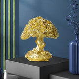 Maxbell Chinese Resin Fortune Money Tree Statue Feng Shui Decor New Year Gift Bonsai Size S