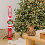 Maxbell Electric Climbing Ladder Santa Claus Doll Christmas Figurine for Xmas Tree Red Ladder
