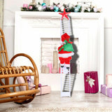 Maxbell Electric Climbing Ladder Santa Claus Doll Christmas Figurine for Xmas Tree White Ladder