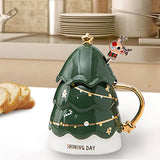Maxbell Coffee Mug Cup with Lids for Tea Drinks Women Men Gifts Green