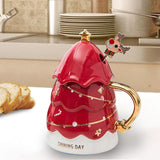Maxbell Coffee Mug Cup with Lids for Tea Drinks Women Men Gifts Red