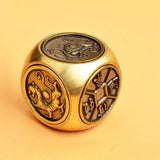 Maxbell Chinese Brass Miniature Decoration 6 Sided Carved Ornaments Collectible Size S